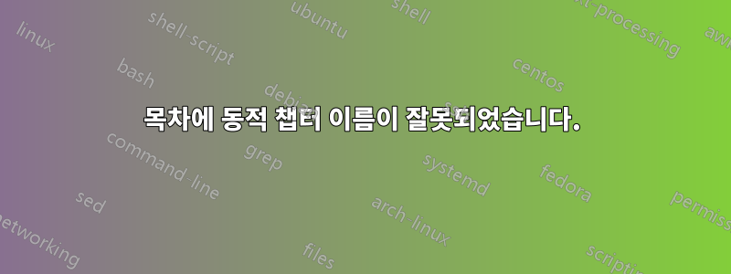 목차에 동적 챕터 이름이 잘못되었습니다.