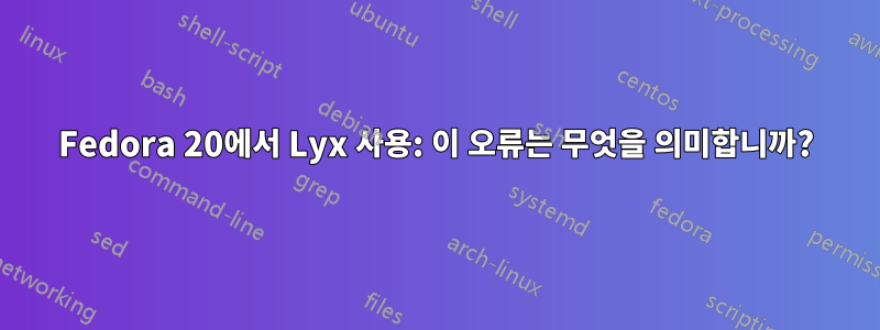 Fedora 20에서 Lyx 사용: 이 오류는 무엇을 의미합니까?