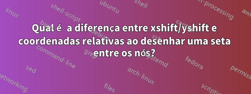 Qual é a diferença entre xshift/yshift e coordenadas relativas ao desenhar uma seta entre os nós?