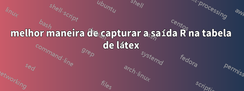 melhor maneira de capturar a saída R na tabela de látex