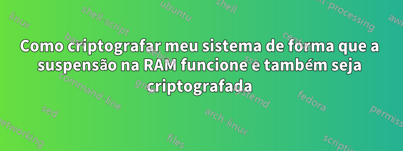 Como criptografar meu sistema de forma que a suspensão na RAM funcione e também seja criptografada