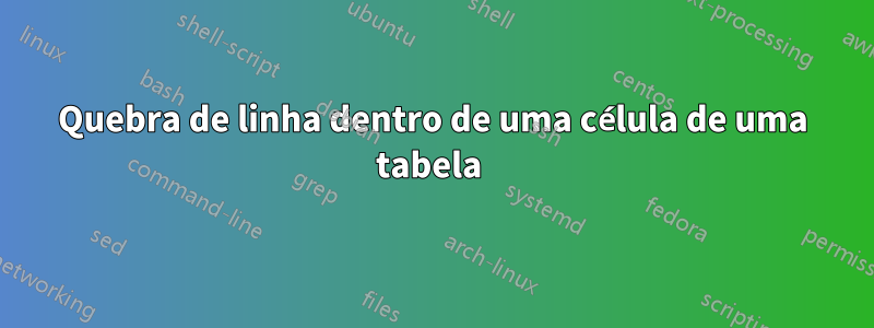 Quebra de linha dentro de uma célula de uma tabela 