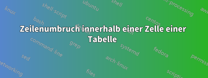 Zeilenumbruch innerhalb einer Zelle einer Tabelle 