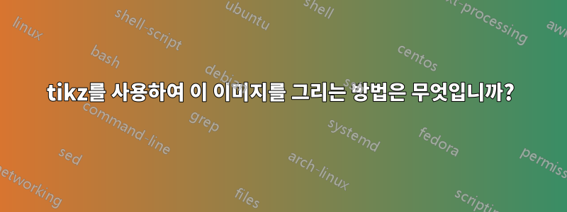 tikz를 사용하여 이 이미지를 그리는 방법은 무엇입니까?