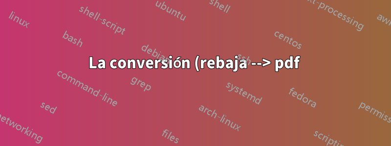 La conversión (rebaja --> pdf) de \"{e} falla con pandoc