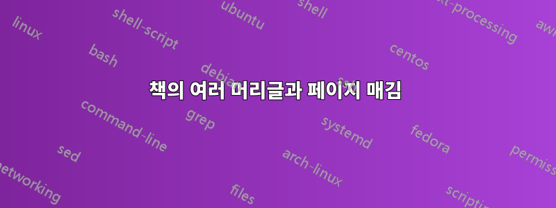 책의 여러 머리글과 페이지 매김