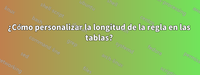 ¿Cómo personalizar la longitud de la regla en las tablas?