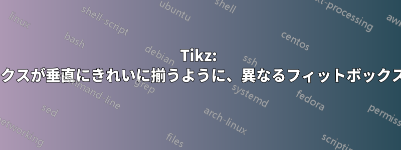 Tikz: 複数のフィットボックスが垂直にきれいに揃うように、異なるフィットボックスの左/幅を揃えます