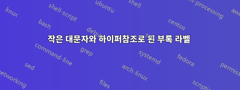 작은 대문자와 하이퍼참조로 된 부록 라벨