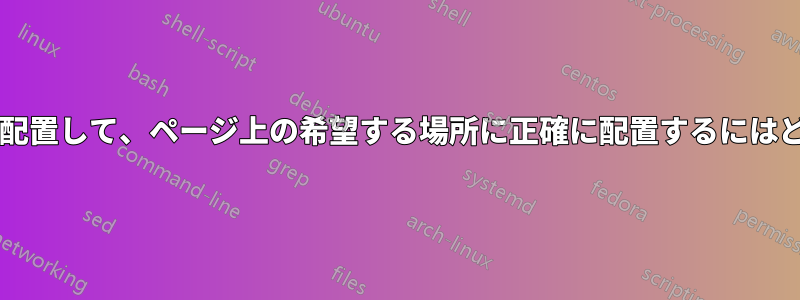 図を行の上に強制的に配置して、ページ上の希望する場所に正確に配置するにはどうすればよいですか?