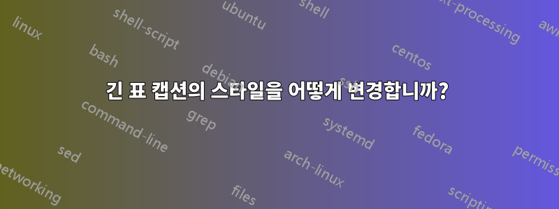 긴 표 캡션의 스타일을 어떻게 변경합니까?