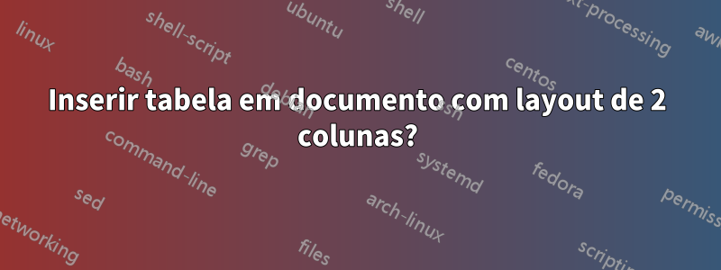 Inserir tabela em documento com layout de 2 colunas?