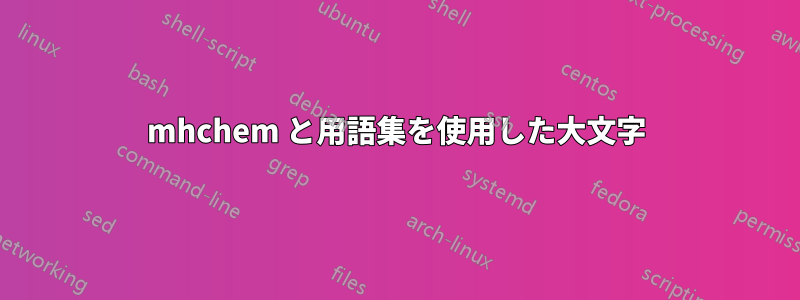 mhchem と用語集を使用した大文字