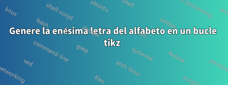 Genere la enésima letra del alfabeto en un bucle tikz 