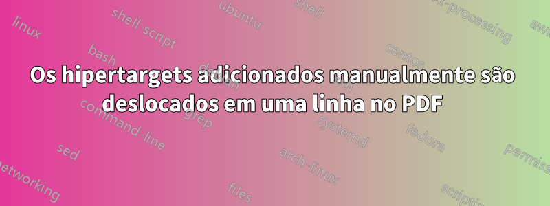 Os hipertargets adicionados manualmente são deslocados em uma linha no PDF