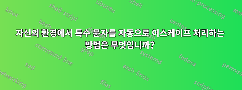 자신의 환경에서 특수 문자를 자동으로 이스케이프 처리하는 방법은 무엇입니까?