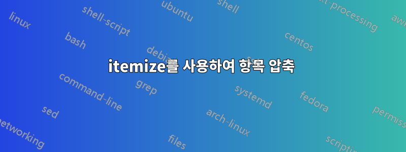 itemize를 사용하여 항목 압축