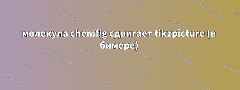 молекула chemfig сдвигает tikzpicture (в бимере)