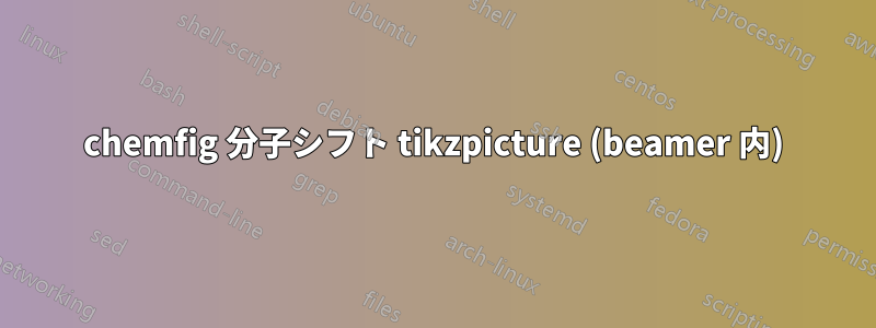 chemfig 分子シフト tikzpicture (beamer 内)