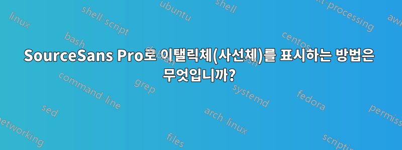 SourceSans Pro로 이탤릭체(사선체)를 표시하는 방법은 무엇입니까?