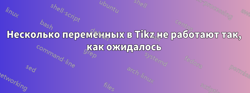 Несколько переменных в Tikz не работают так, как ожидалось