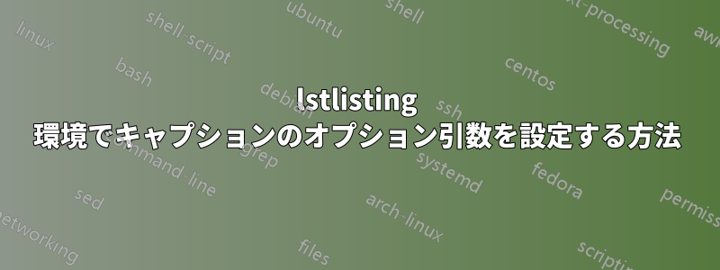 lstlisting 環境でキャプションのオプション引数を設定する方法