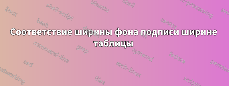 Соответствие ширины фона подписи ширине таблицы
