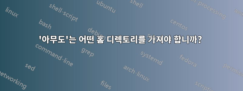 '아무도'는 어떤 홈 디렉토리를 가져야 합니까?