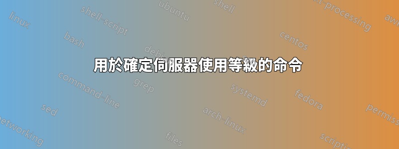 用於確定伺服器使用等級的命令