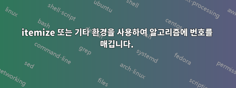 itemize 또는 기타 환경을 사용하여 알고리즘에 번호를 매깁니다.