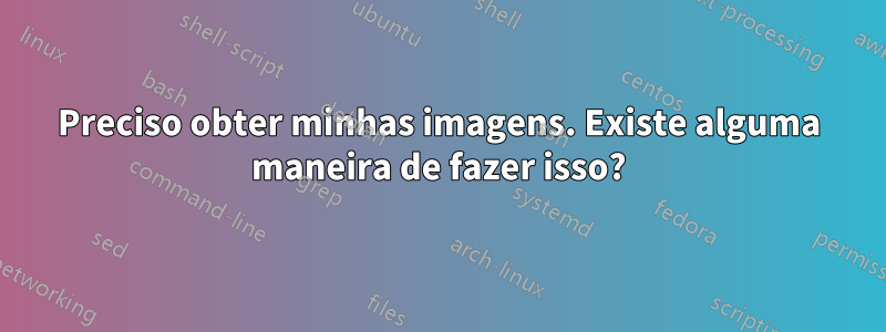 Preciso obter minhas imagens. Existe alguma maneira de fazer isso?