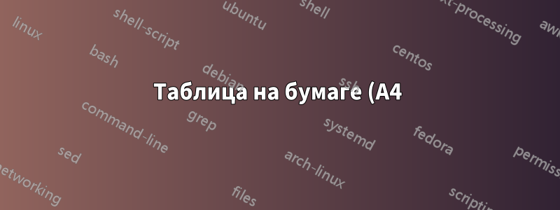 Таблица на бумаге (А4) обрезается