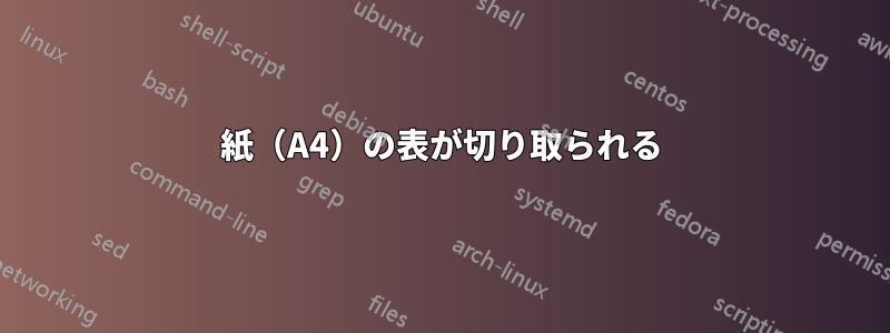 紙（A4）の表が切り取られる