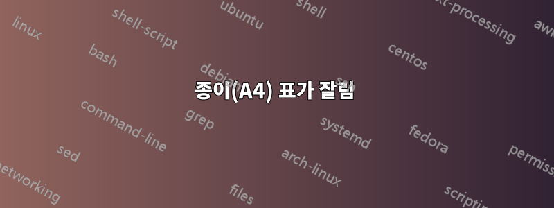 종이(A4) 표가 잘림
