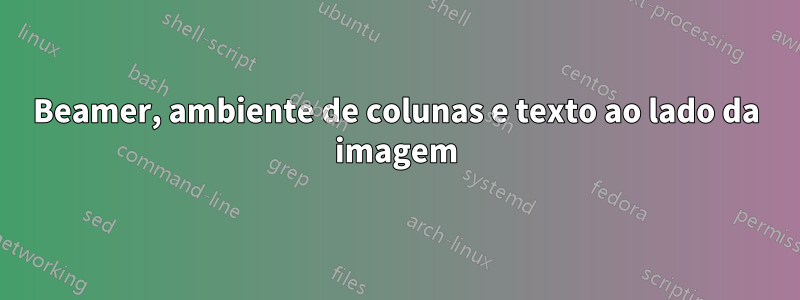 Beamer, ambiente de colunas e texto ao lado da imagem