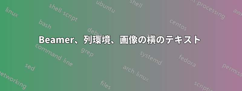Beamer、列環境、画像の横のテキスト