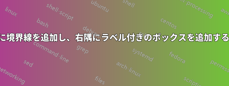 左側に境界線を追加し、右隅にラベル付きのボックスを追加する方法