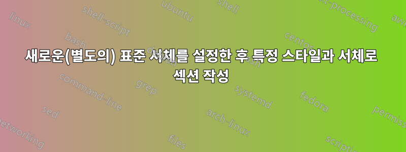 새로운(별도의) 표준 서체를 설정한 후 특정 스타일과 서체로 섹션 작성