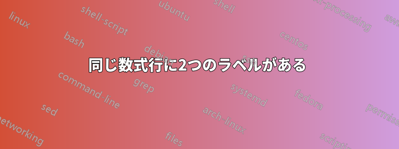 同じ数式行に2つのラベルがある