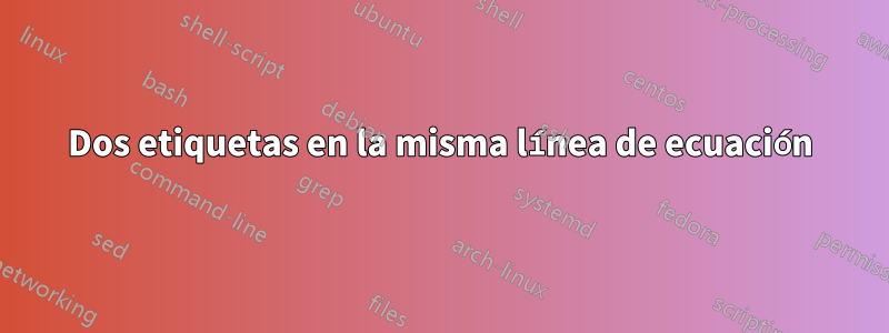 Dos etiquetas en la misma línea de ecuación