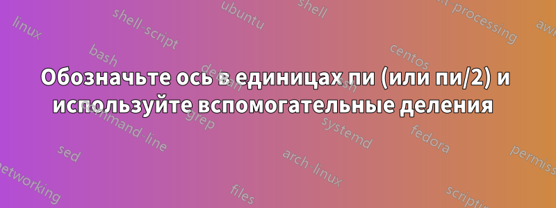 Обозначьте ось в единицах пи (или пи/2) и используйте вспомогательные деления 