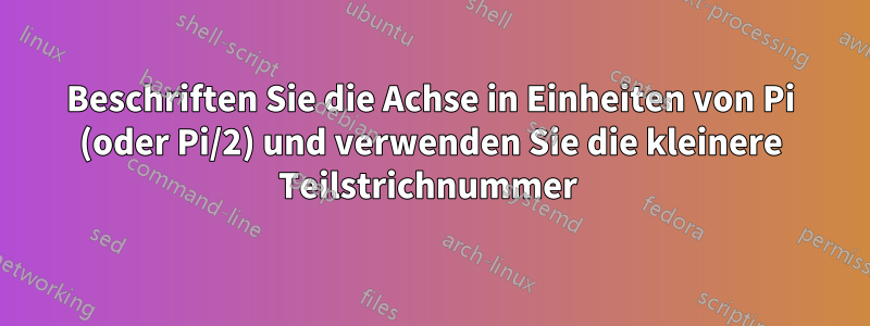 Beschriften Sie die Achse in Einheiten von Pi (oder Pi/2) und verwenden Sie die kleinere Teilstrichnummer 
