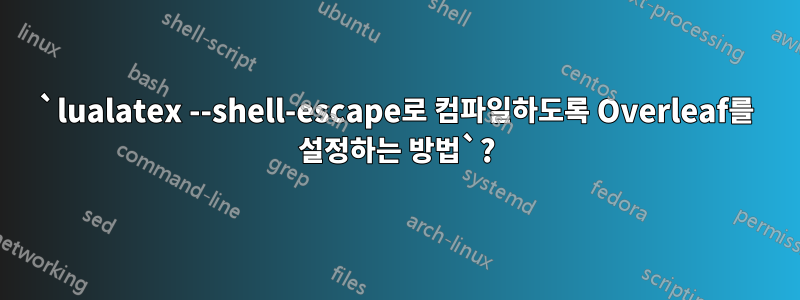 `lualatex --shell-escape로 컴파일하도록 Overleaf를 설정하는 방법`?