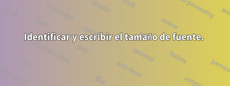 Identificar y escribir el tamaño de fuente.