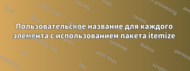 Пользовательское название для каждого элемента с использованием пакета itemize