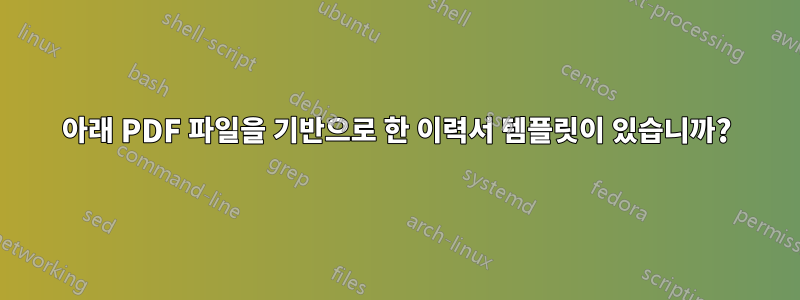 아래 PDF 파일을 기반으로 한 이력서 템플릿이 있습니까?