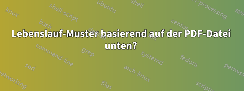 Lebenslauf-Muster basierend auf der PDF-Datei unten?