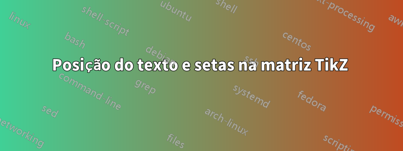 Posição do texto e setas na matriz TikZ