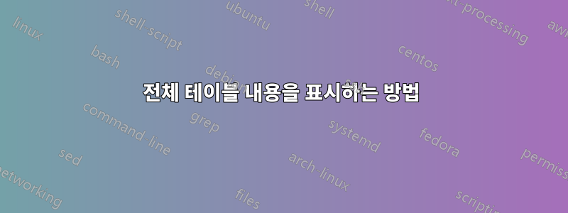 전체 테이블 내용을 표시하는 방법