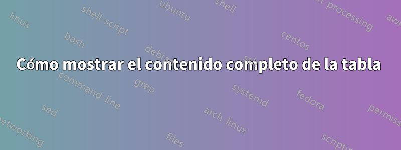 Cómo mostrar el contenido completo de la tabla